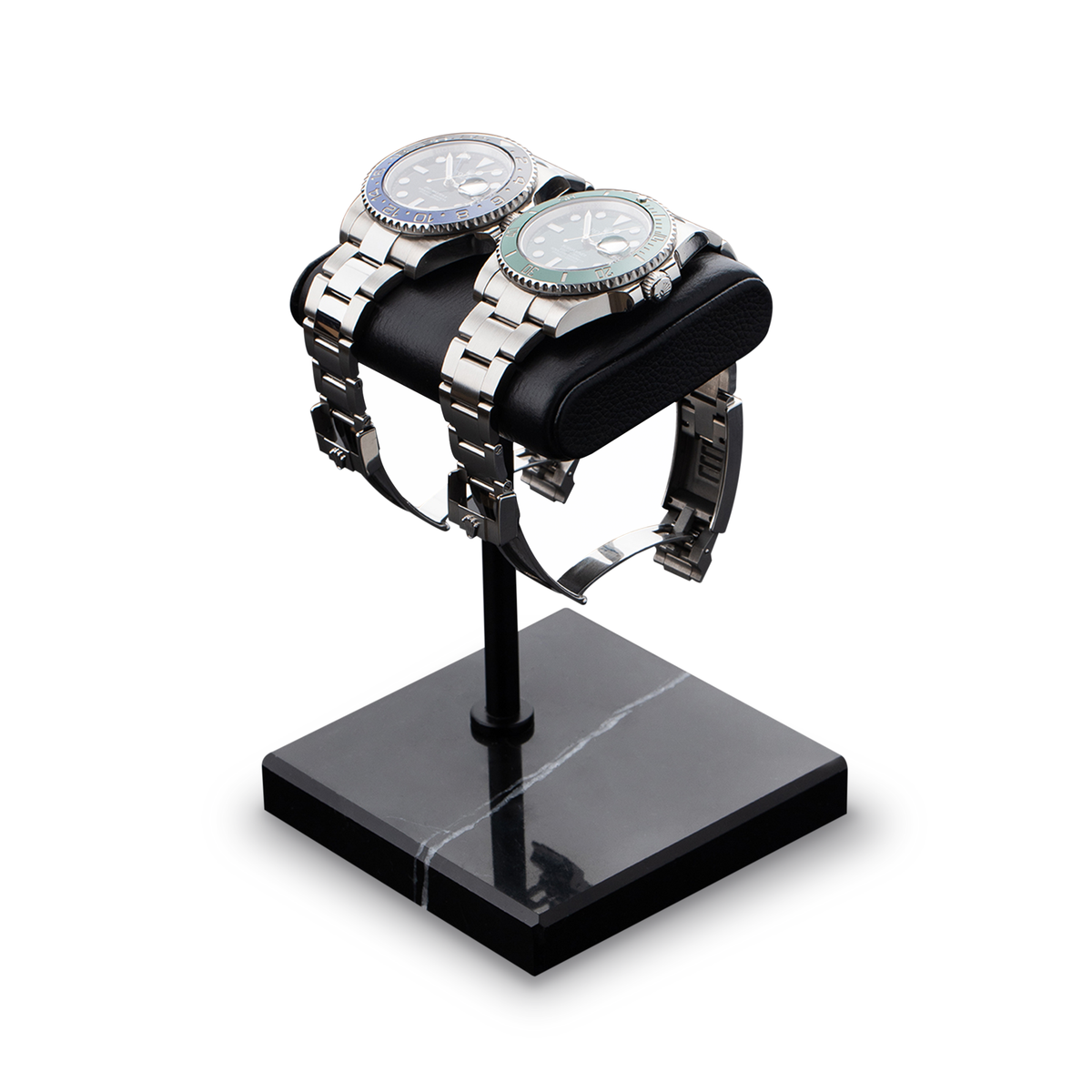 Qwatch Luxury Napa Leather & Natural Marble Base Watch Stand