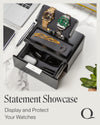 Premium Wooden Watch Stand Display Box - Elegant Storage and Display Solution for 2 Watches with Accessory Valet Tray