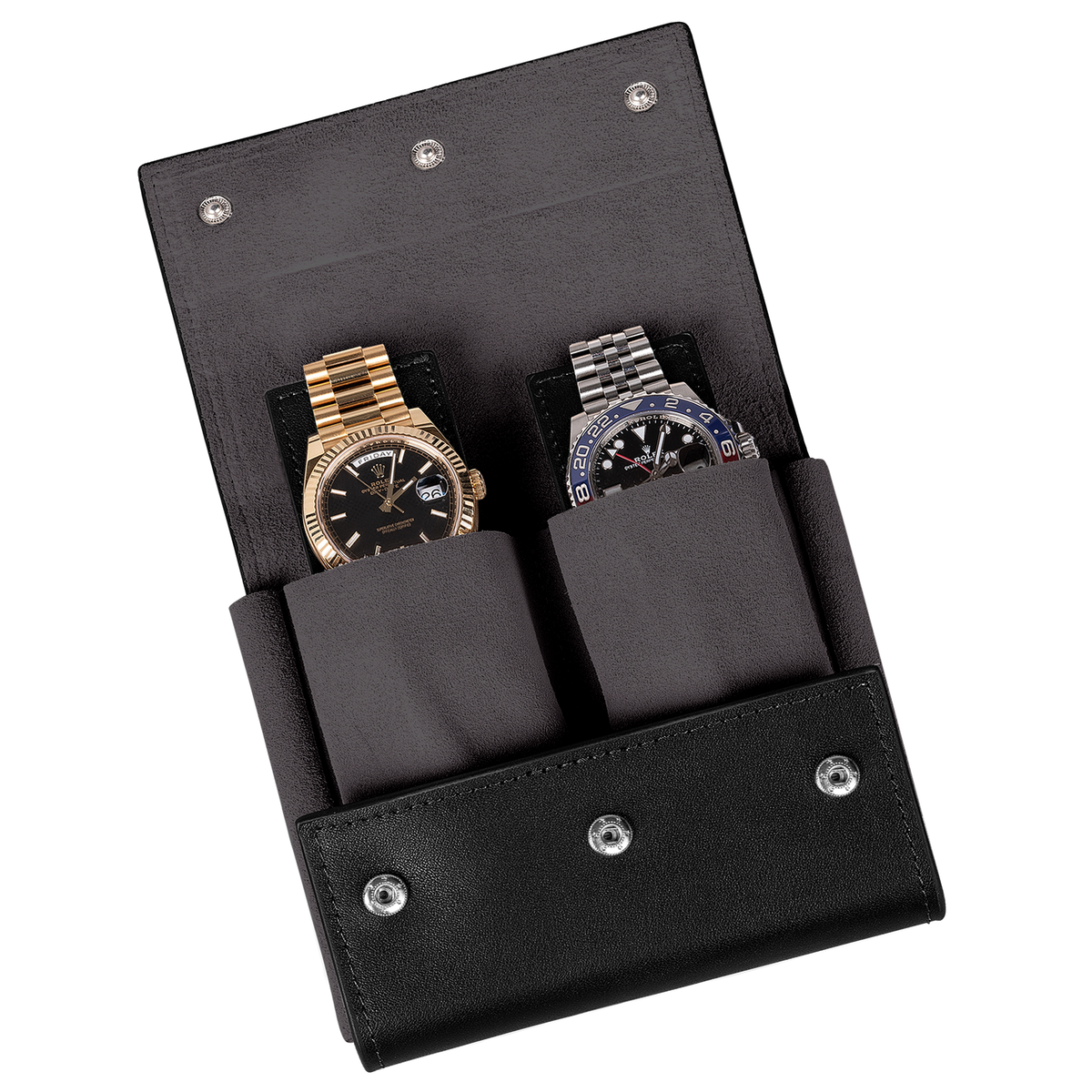 Two Watch Box Qwatch Luxury Napa Leather Dual Watch Pouch with Velvet Interior ...