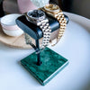 Natural Marble Base & Luxury Napa Leather Watch Stand