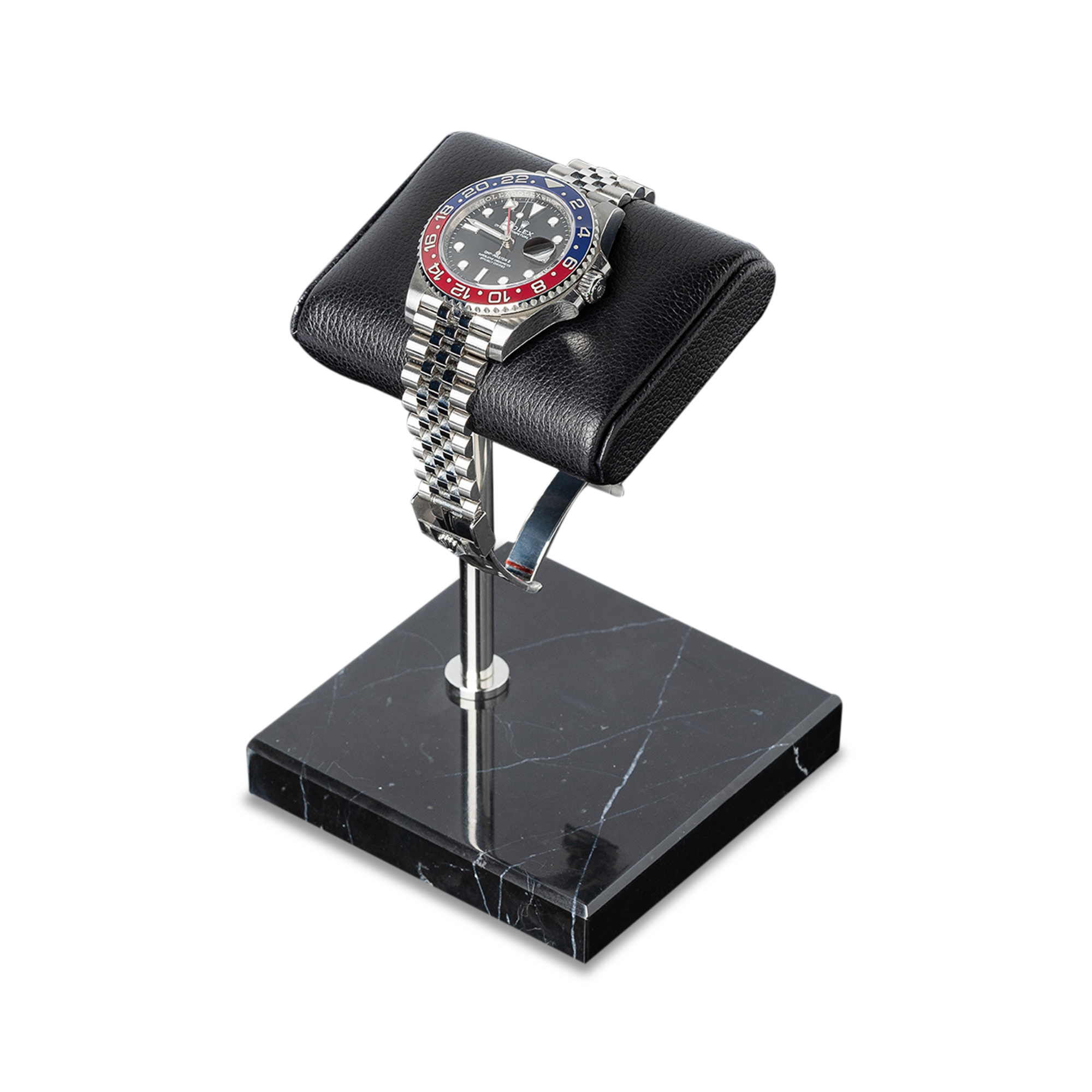 Q-Watch Napa Leather Natural Marble Base Watch Stand